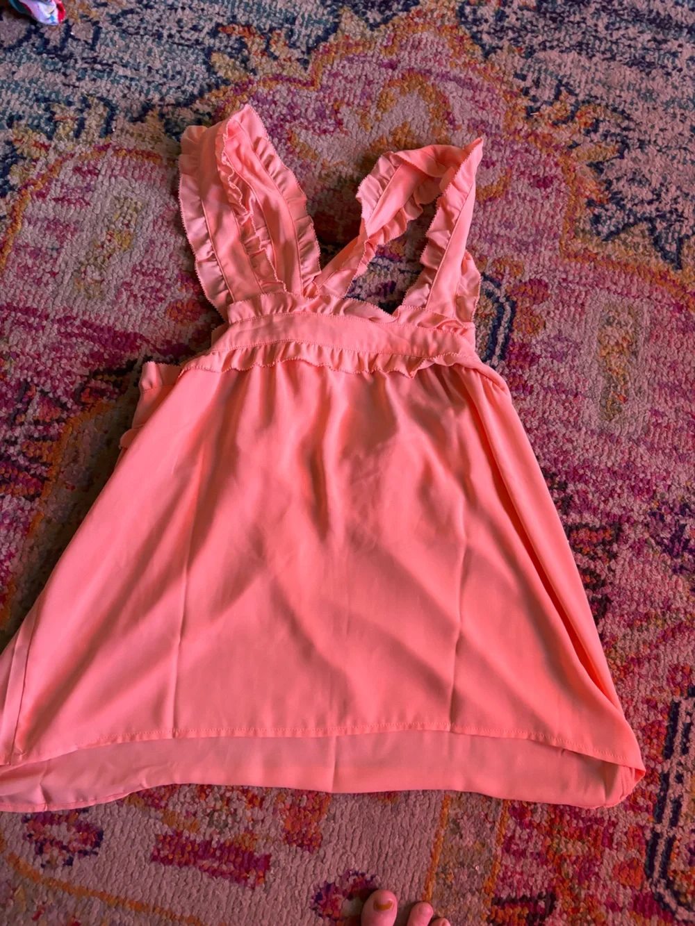 J Crew Women’s Pink Ruffled Cross-Back Tank Top size 12
